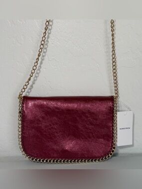 Nordstrom Metallic Burgundy Crossbody with Gold Chain